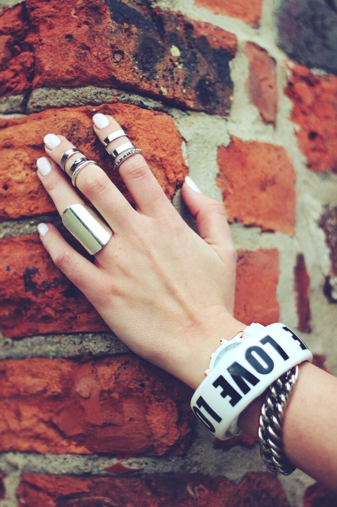 hand, bricks, ring